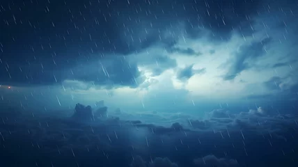 Türaufkleber Rainy sky, Big storm in the sky, sky background with cumulonimbus clouds, lightning and rain, bad weather, hurricane, sky with grey clouds, dark clouds © GrafitiRex