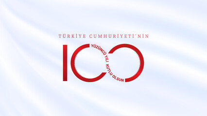 29 Ekim Cumhuriyet Bayrami kutlu olsun, Republic Day in Turkey. Translation: Happy 100th anniversary of the Republic of Turkey. Vector illustration, poster, celebration card, graphic, post and story.