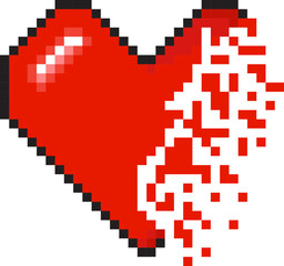 cracked Broken Heart heart pixel art illustration