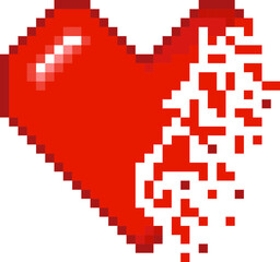 Fototapeta premium cracked Broken Heart heart pixel art illustration
