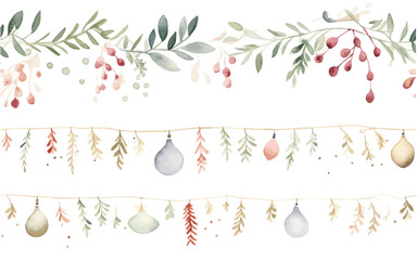 set of christmas decorations garlands pattern vector