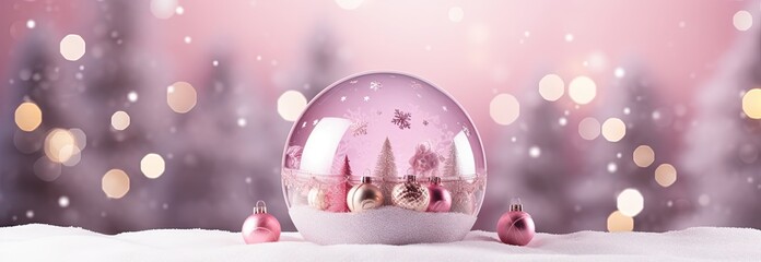 Fototapeta na wymiar christmas snow globe over bright blinged background Generative AI
