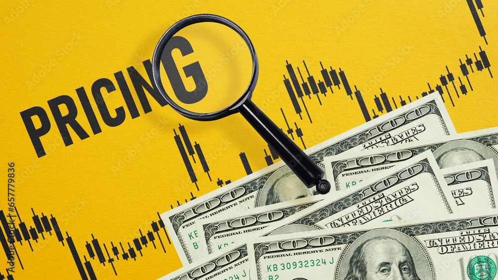 Poster pricing strategy is shown using the text and photo of dollars