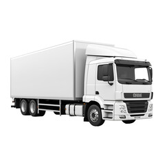 White cargo truck on transparent background PNG. Land transportation concept.
