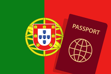 Portugal Passport. Portugal Flag Background. Vector illustration