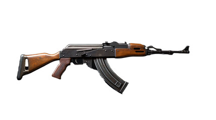 Machine gun on transparent background. AK 47 gun - obrazy, fototapety, plakaty