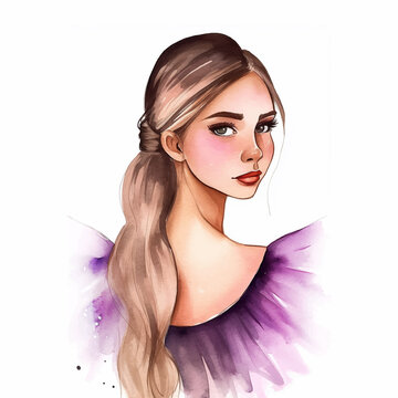 Pretty girl watercolor paint