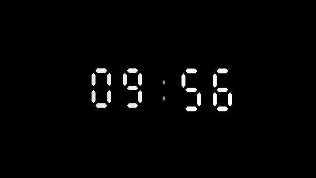 10 minutes countdown timer animation, digital clock, 4k UHD