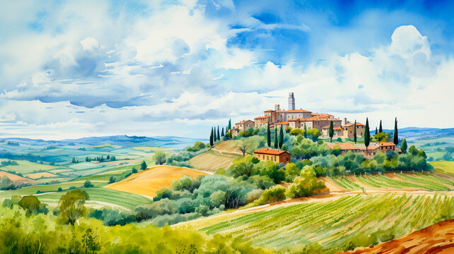 beautiful tuscany landscape with vineyards in italy