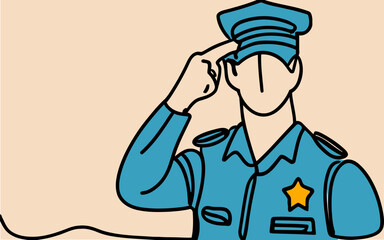 Continuous one line art Police positive police images. Generic, unidentified