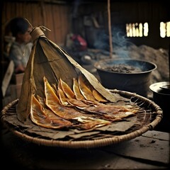 a traditional Filipino method of preserving fish that dates back to precolonial times This traditional Filipino method of preserving fish is called Tinapa which means smoked fish in English  - obrazy, fototapety, plakaty