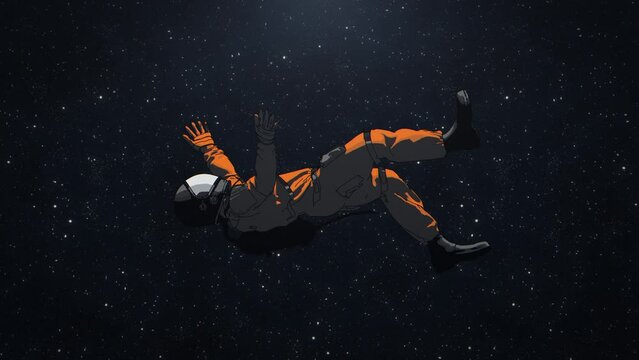 Astronaut falling in a deep space loop animation, futuristic space background animation, seamless loop