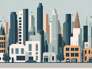 Fototapeta premium Cartoon cityscape. AI generated illustration