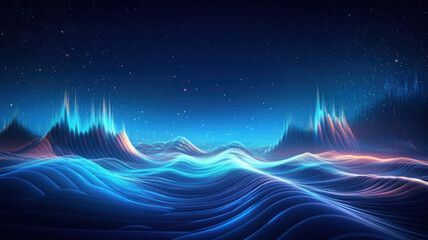 Fototapeta na wymiar Blue Futuristic Data Wave Background