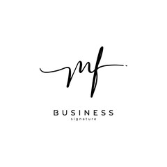 MF initial signature logo. Handwritten monogram vector