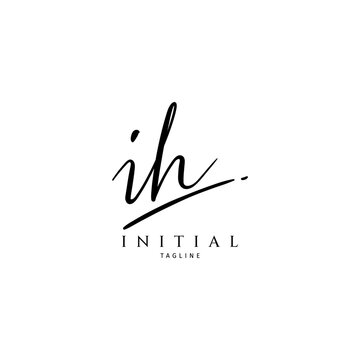 Handwritten ih letter logo. i and h simple signature vector