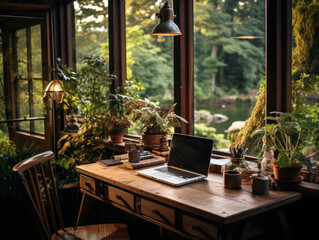 workplace in a cabin 