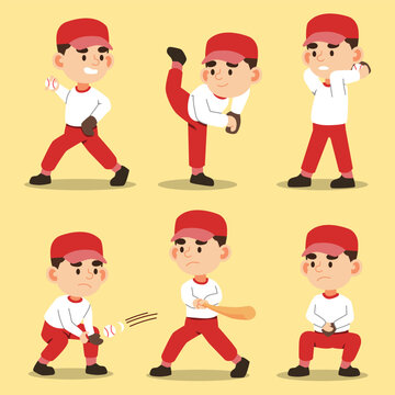 Young man Baseball players perform various poses in competition.
