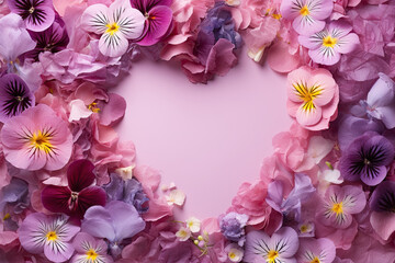 Heart pink flowers frame