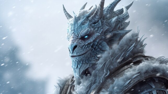 Frost dragonborn Sorcerer fantasy.Generative AI