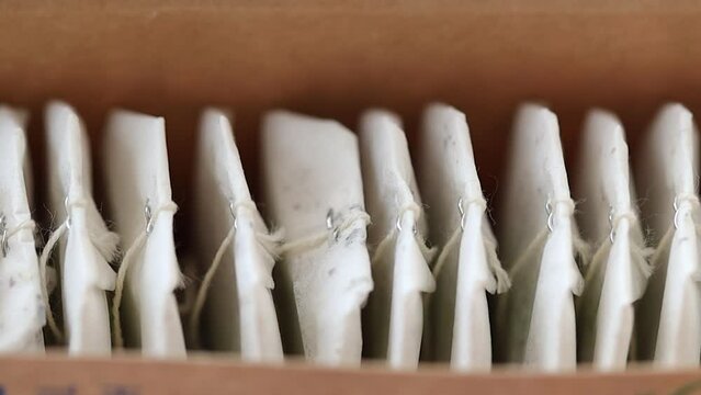 Single-use tea bags in a package