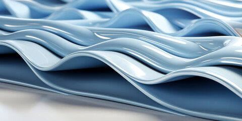 Schöner abstrakter futuristischer Hintergrund in welligen Pastell blau türkis Farben für Webdesign und Drucksachen als Vorlage Querformat, ai generativ