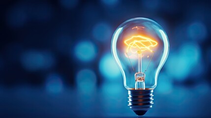 Creative light bulb abstract on glowing blue background new idea brainstorming concept - obrazy, fototapety, plakaty