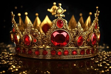 Golden crown with red jewel
