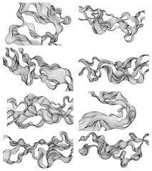 Backdrop cover layout template. Wavy abstract curved line backgrounds collection hand drawn.