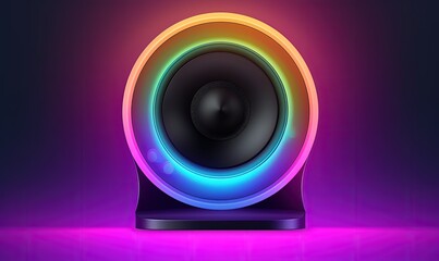 Speaker with RGB colors, 80s and 90s retro style background. Generative AI - obrazy, fototapety, plakaty