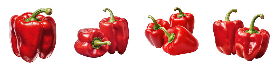 Red peppers Vegetable Hyperrealistic Highly Detailed Isolated On Plain White Background
