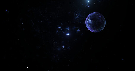 View of the Earth, star and galaxy. Sunrise over planet Earth, view from space. 