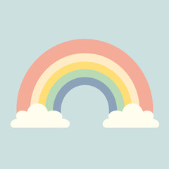 Cartoon rainbow in scandinavian style, soft colours, colorful scandi decor