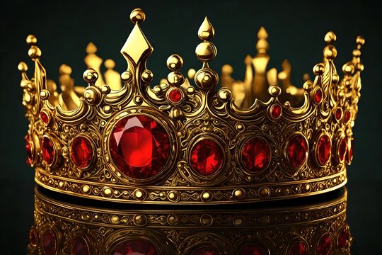 Golden crown with red jewel.