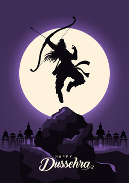 Happy Dussehra festival of India. of Lord Rama killing Ravana. vector illustration design