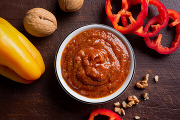 Walnut and roasted red pepper dip Muhammara - Powered by Adobe
