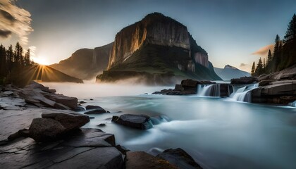 Obraz premium sunrise over the river