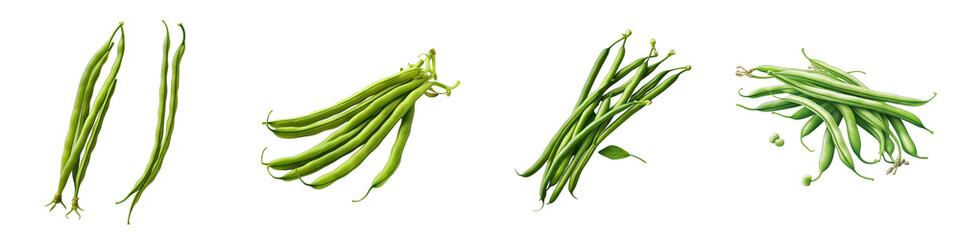 Yardlong beans Long beans Vegetable Hyperrealistic Highly Detailed Isolated On Plain White Background