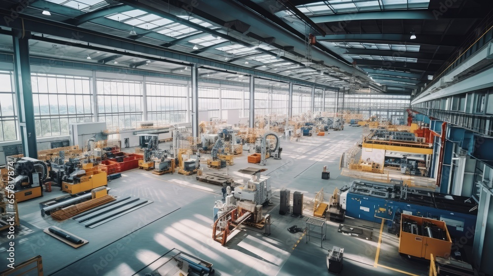 Wall mural aerial view of a large engineering facility with bright lighting and natural sunlight. the image sho