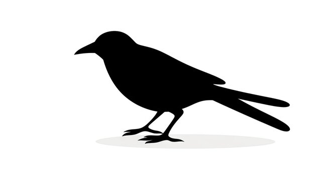  a black and white silhouette of a bird on a white background.  generative ai