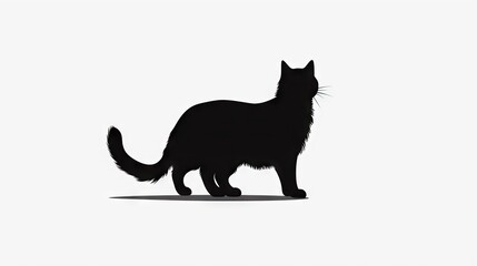 Obraz premium a black cat standing on top of a white floor next to a white wall. generative ai