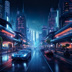 AI Vision of the Future: Futuristic City Backdrop