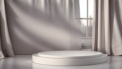 Glamour&ouml;ser minimalistischer 3D Hintergrund mit Podest und Dekoration f&uuml;r Produktabbildungen