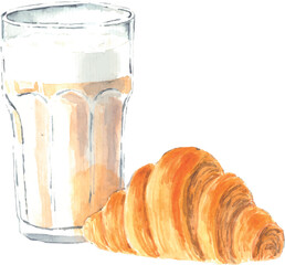 Cappuccino coffee with croissant