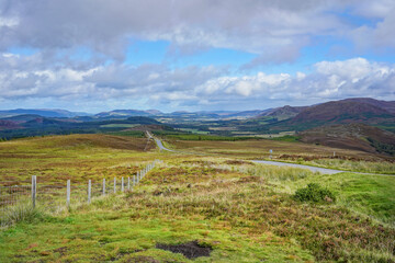 Fototapeta na wymiar The road B862 and the Great Glen in the Scottish Highlands