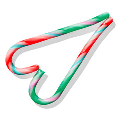 Candy cane heart isolated on white background