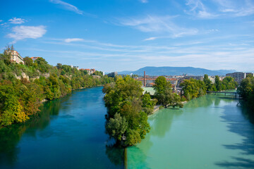 Obraz premium landscape with river and mountains