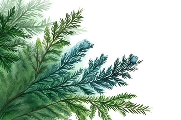 Watercolor Christmas with fir branches background. Generative AI