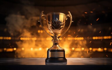 Golden trophy cup, winners golden cup. Generative AI - obrazy, fototapety, plakaty