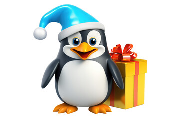 Obraz premium Christmas Cute Little Penguin on a white background. Generative AI